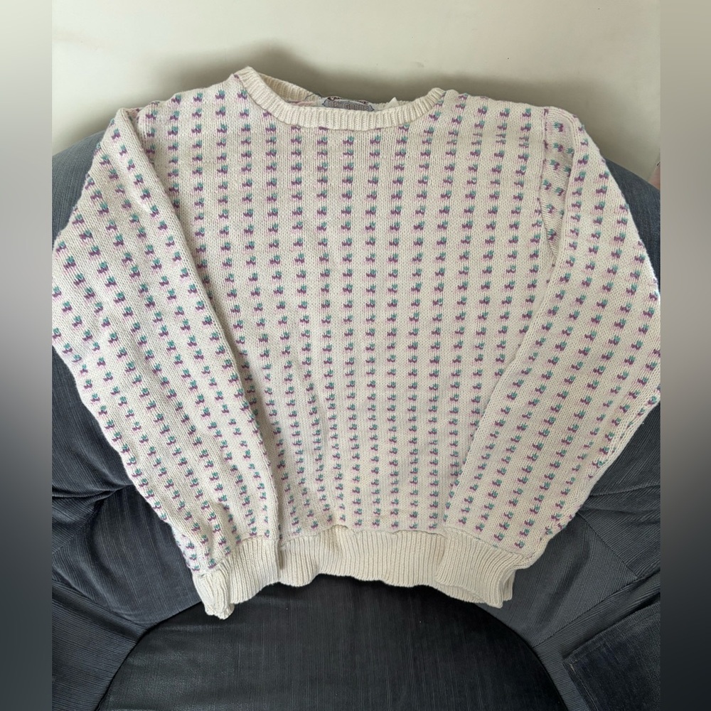 Dry Goods Cream and Pink Patterned Sweater
